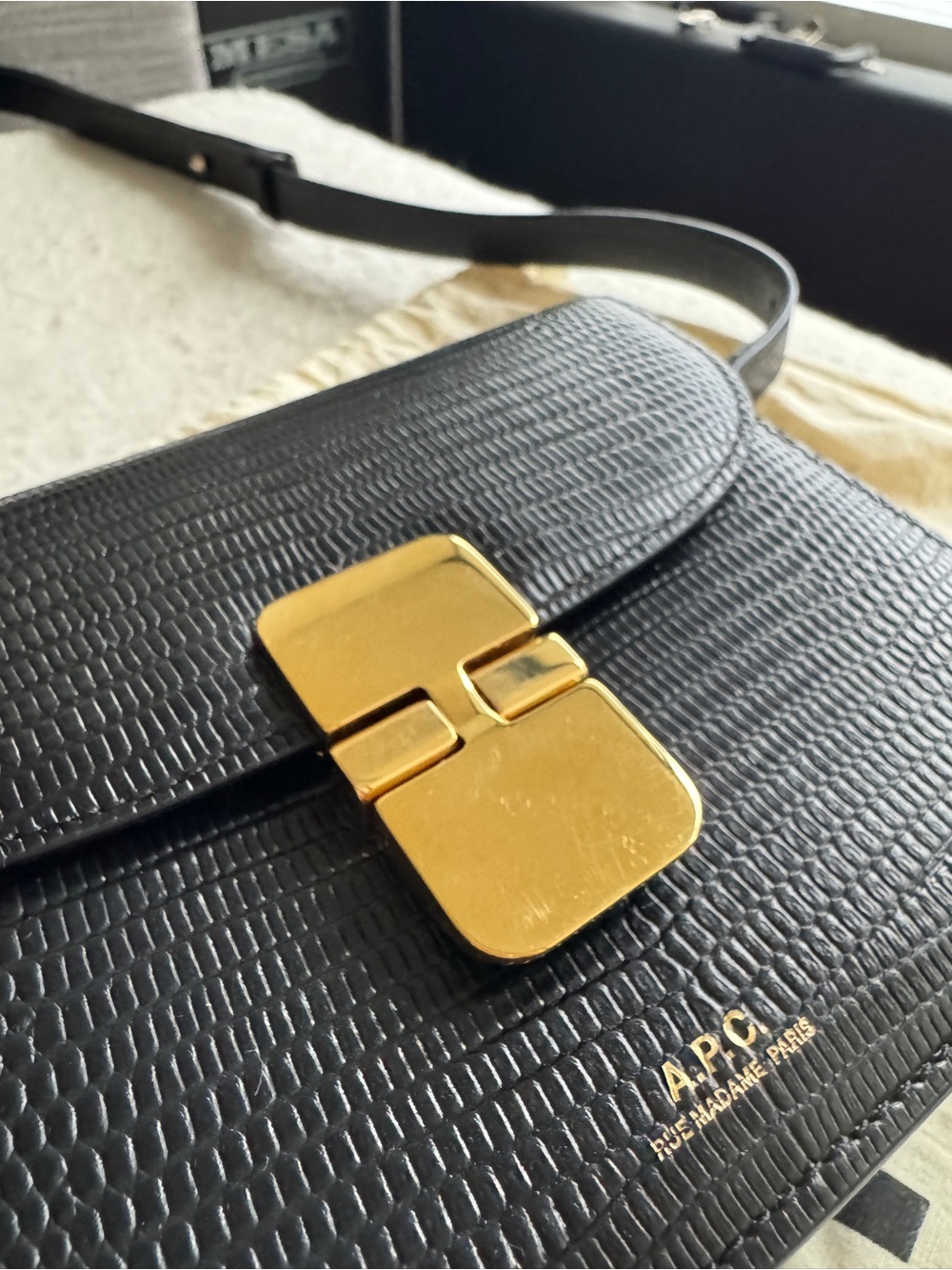 A.P.C. Grace Mini Bag Black Embossed Lizard - Picture 2 of 7